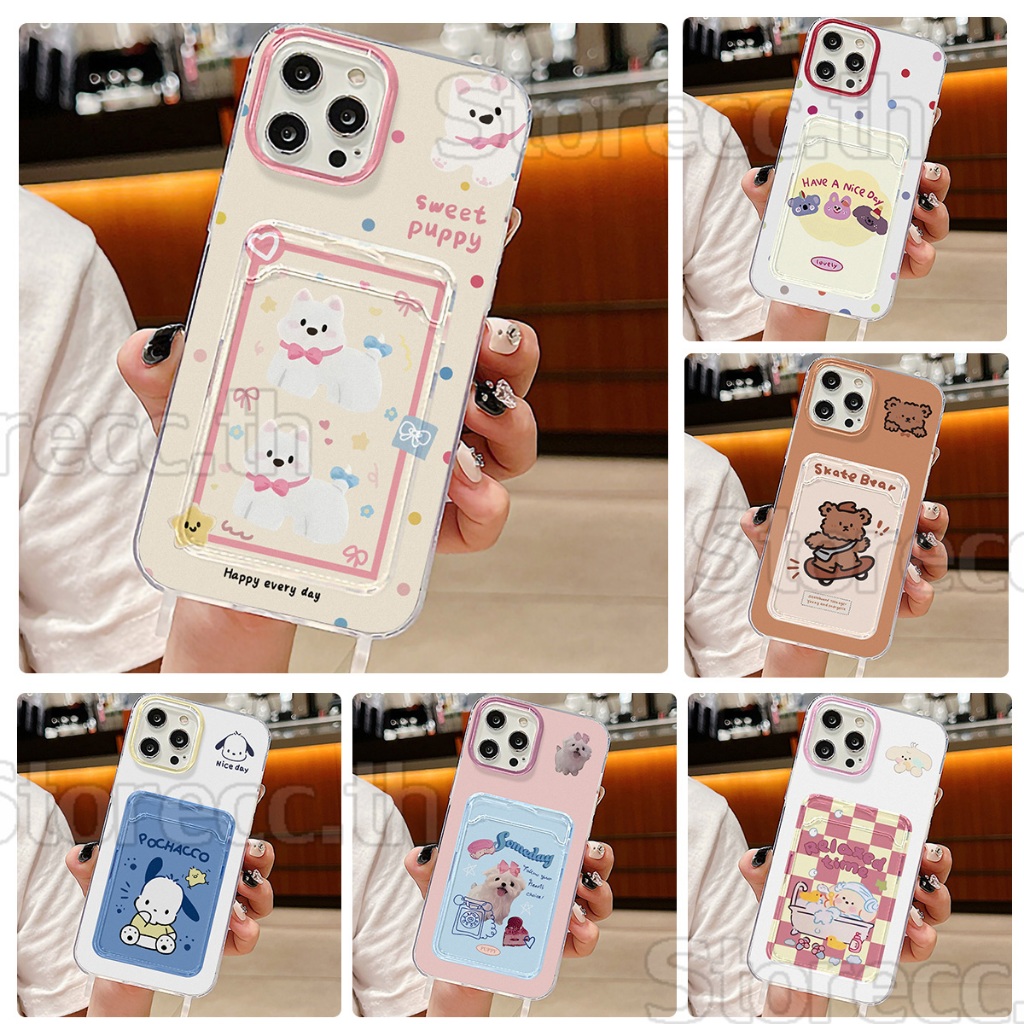 เคสที่ใส่การ์ด เคสไอโฟน for iPhone 11 XR 13 14 12 7 8 15 Pro Max 7Plus แฟชั่นน่ารัก เคสโทรศัพท์