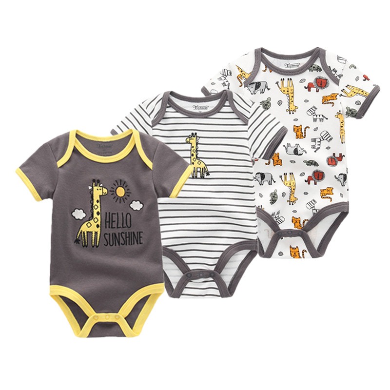 มีสินค้า Kiddiezoom 3 ชิ้น/เซ็ต การ์ตูน ทารกแรกเกิด ผ้าฝ้าย 100% เด็กทารกหญิง ชุดบอดี้สูท เสื้อผ้าเด็กอ่อน