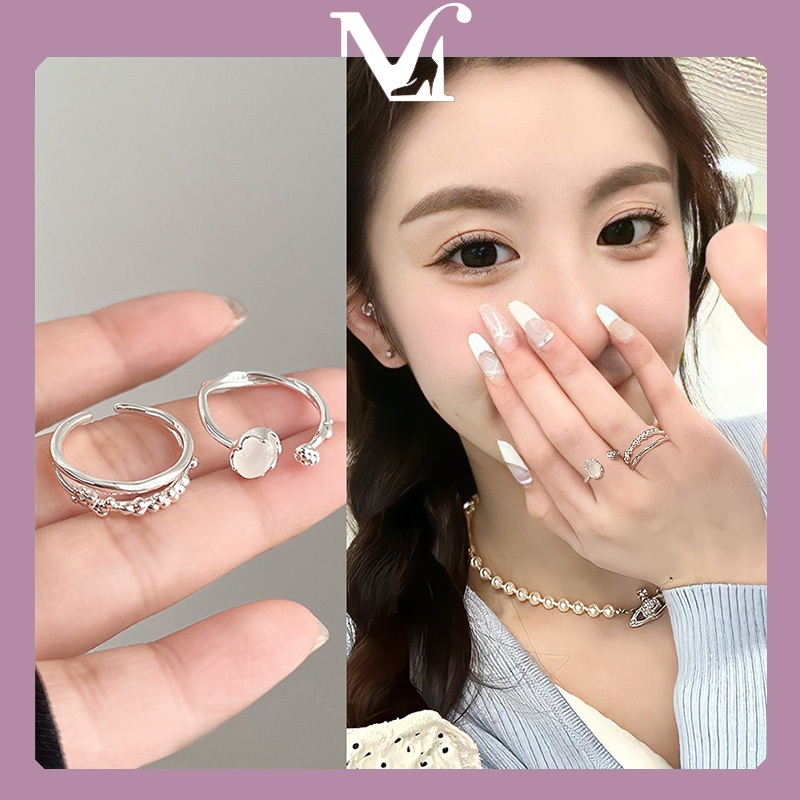 แหวนแสงจันทร์สายลมอ่อนโยน หรูหราบางเบามีระดับ แหวนเรียบง่ายทันสมัยและหลากหลาย คุณภาพสูง สไตล์เรียบง่าย