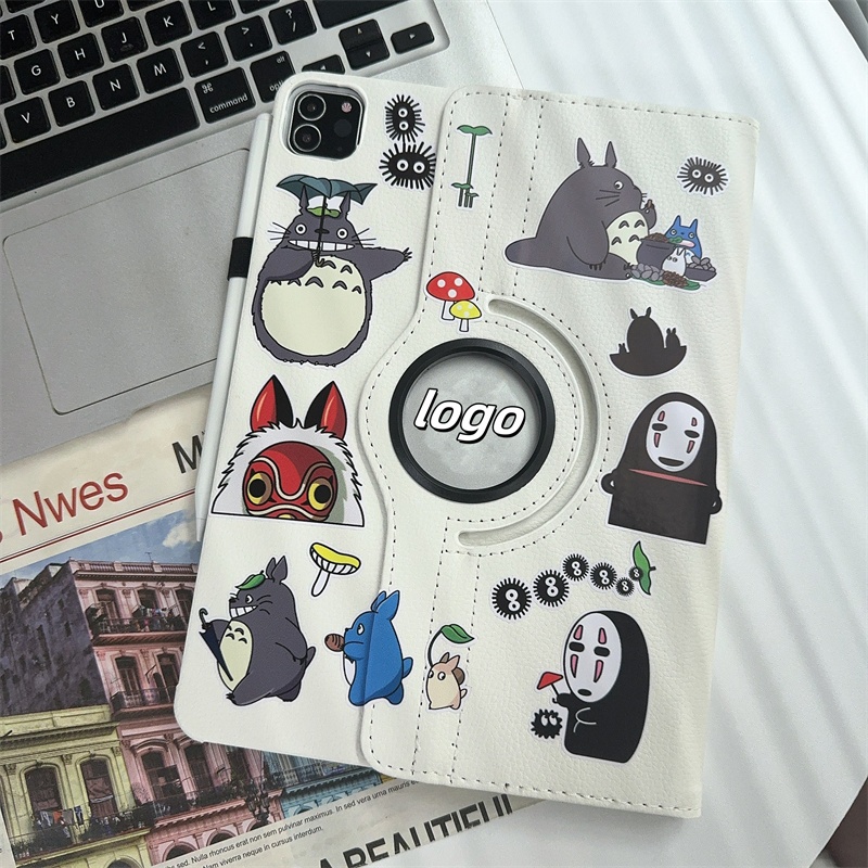24 ชั่วโมงส่ง น่ารักTotoro สติ๊กเกอร์ เคส for iPad pro 2024 11 Gen10 10.9 2022 Gen9 10.2 เคสไอแพด Air5 6 Caseการหมุน360