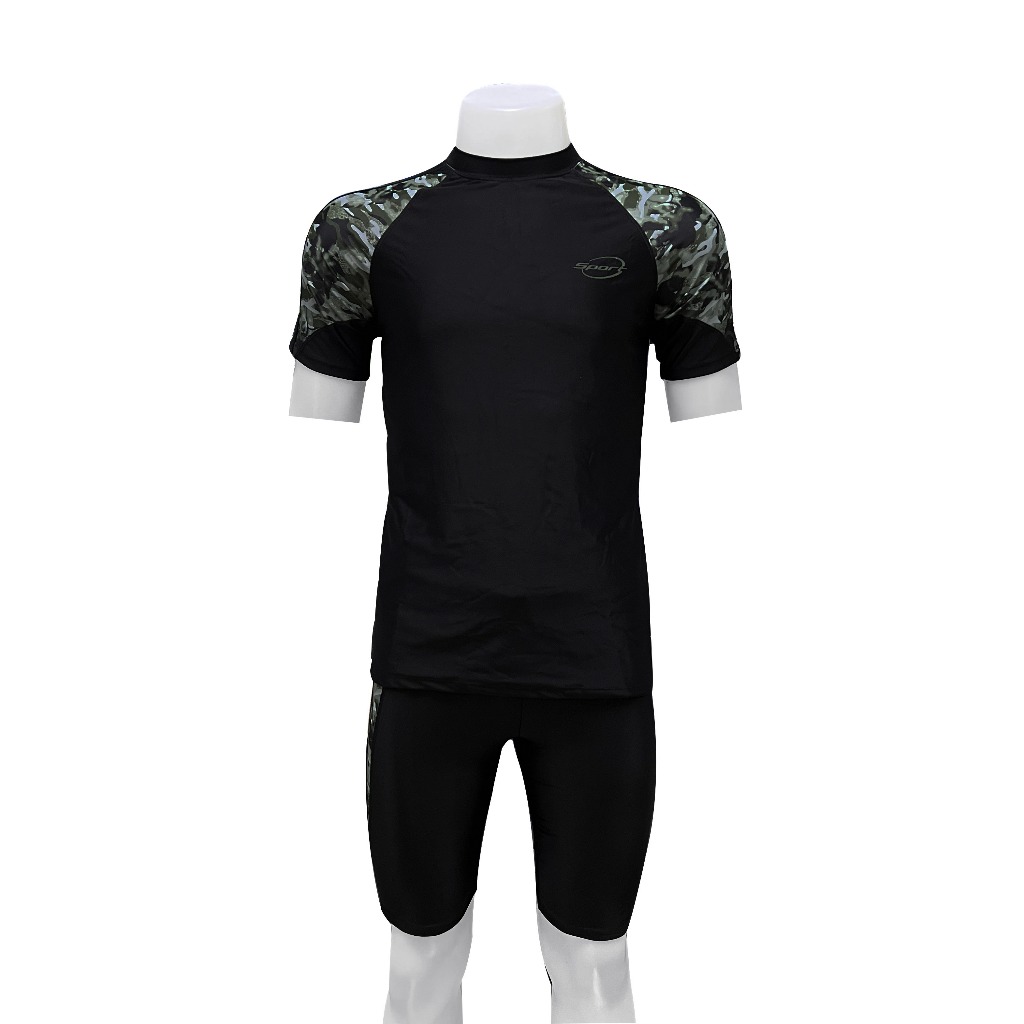 ชุดว่ายน้ำผู้ชาย ชุดว่ายน้ำเซต 2 ชิ้น เสื้อแขนสั้นกางเกงขาสามส่วน รุ่น91026