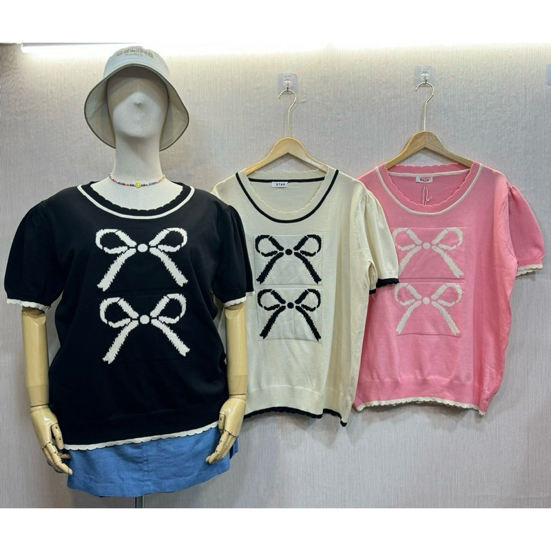เสื้อไหมพรมลายโบว์แขนตุ๊กตาstar