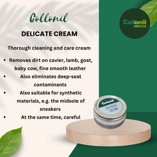 [แถมฟรี ผ้าเช็ด 150 บาท] Collonil Delicate Cream 60 ml. ครีมทำความสะอาดหนังแท้ หนังคาเวียร์ หนังวัว หนังแกะ หนังแพะ