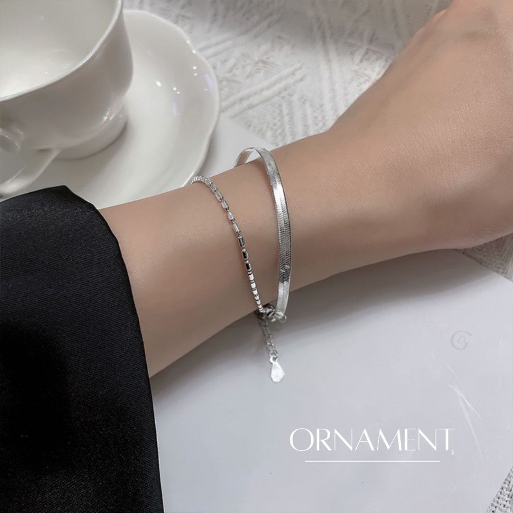 GLAMOR✨สร้อยข้อมือเงิน Ornament กําไรข้อมือ สไตล์เรียบหรูดูแพง สร้อยข้อมือผู้หญิง กำไลข้อมือสวยๆ