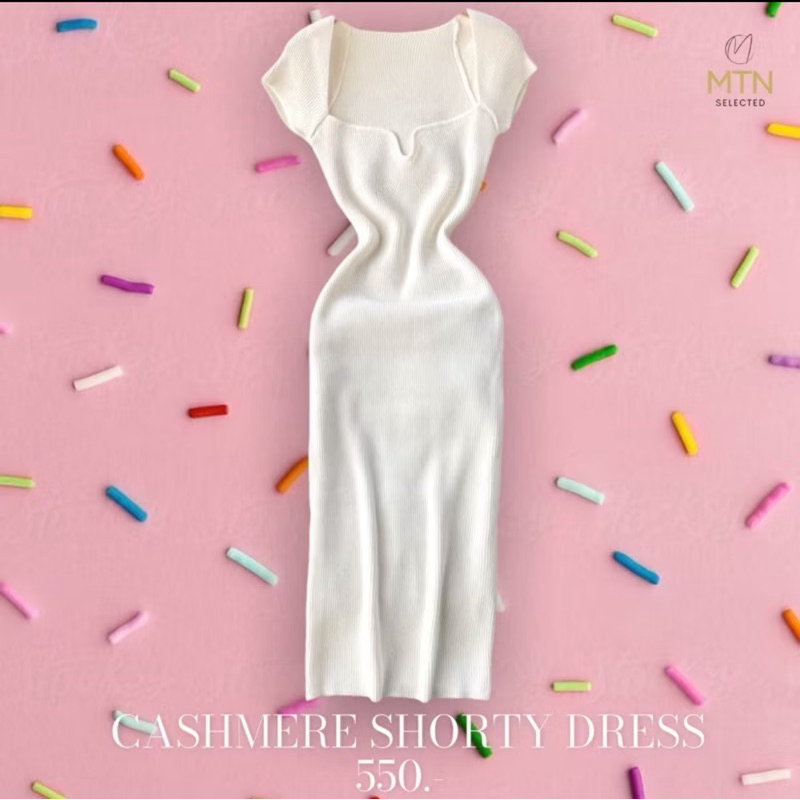 Used like new-เดรสknittingแขนสั้น สีขาว จากแบรนด์ MTN.SELECTED