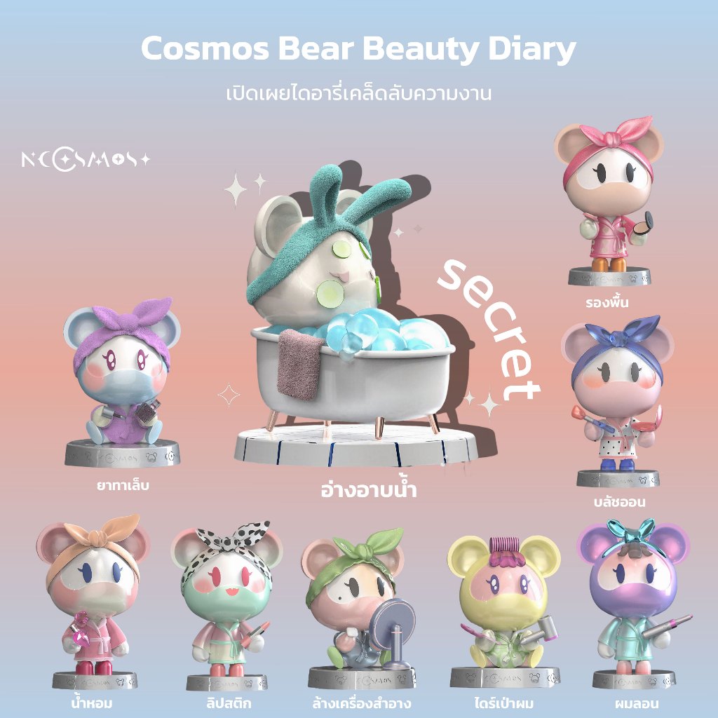 กล่องสุ่ม Cosmos Bear Beauty Diary Series โมเดลขนาด 80 mm  ของแท้ (สินค้าพร้อมส่งจากไท