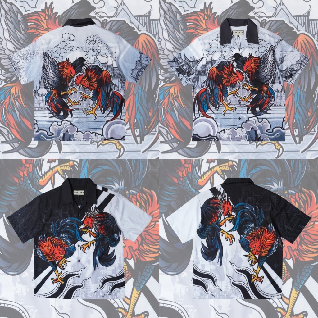 เสื้อฮาวาย ลายไก่ชน เสื้อฮาวายผ้านิ่มพิเศษ Premium shirt