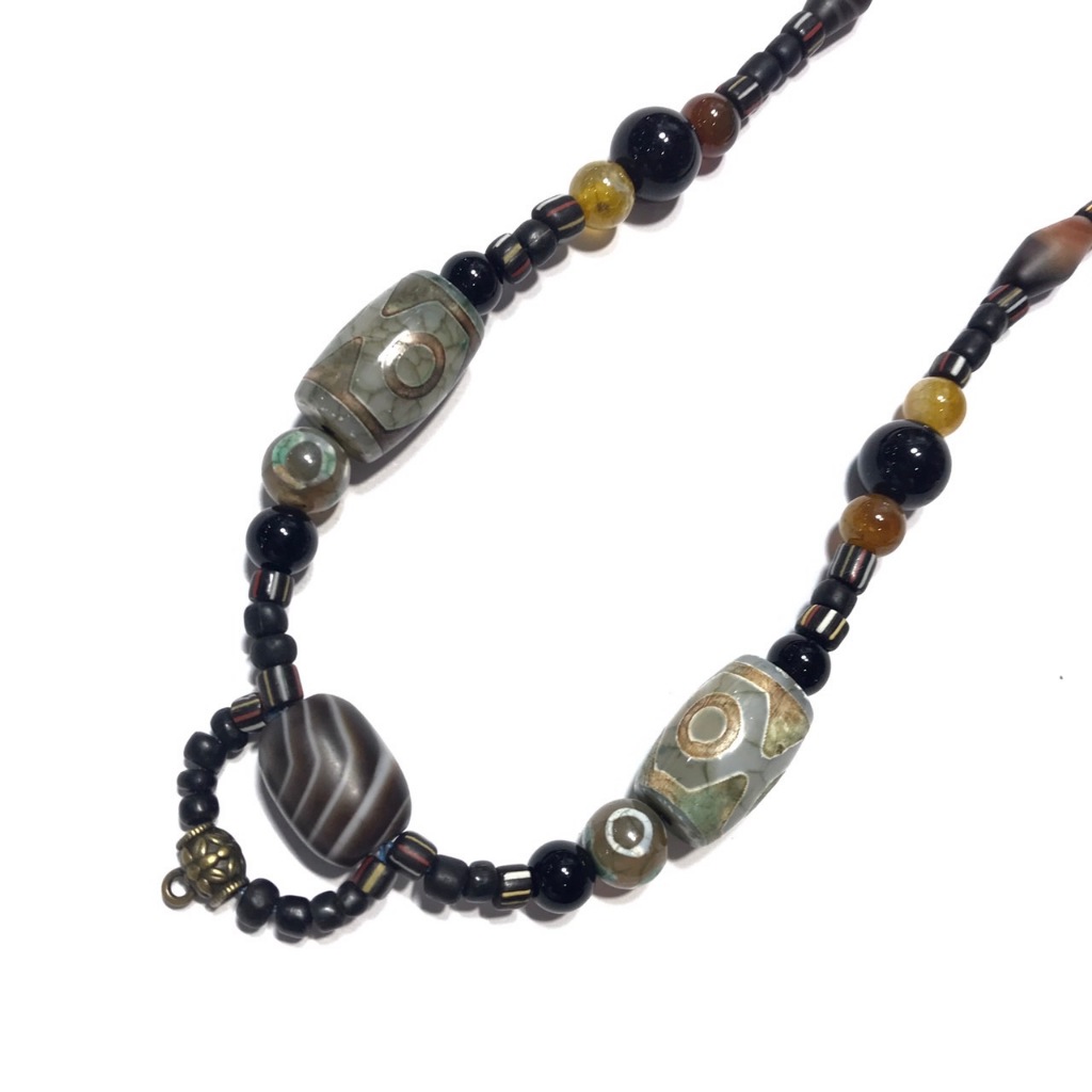 ช้างกระบี่ สร้อยคอ เส้นที่172 สร้อยคอหินลูกปัดโบราณ สำหรับห้อยพระ1องค์ ยาว18นิ้ว