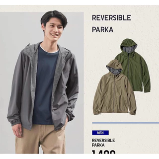 !!เสื้อฮุ้ดผู้ชาย ใส่ได้ 2 ด้าน Uniqlo Reversible Parka (ใช้ CCBลด25% หรือโค้ดส่วนลด20%ได้นะ)