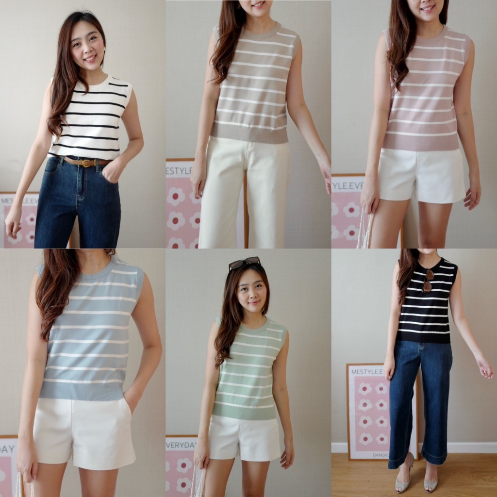 peony knit top ผ้าไหมพรมดี 150% ไม่ย้วย ผ้าสวย ไม่บาง ทรงปล่อยตรง