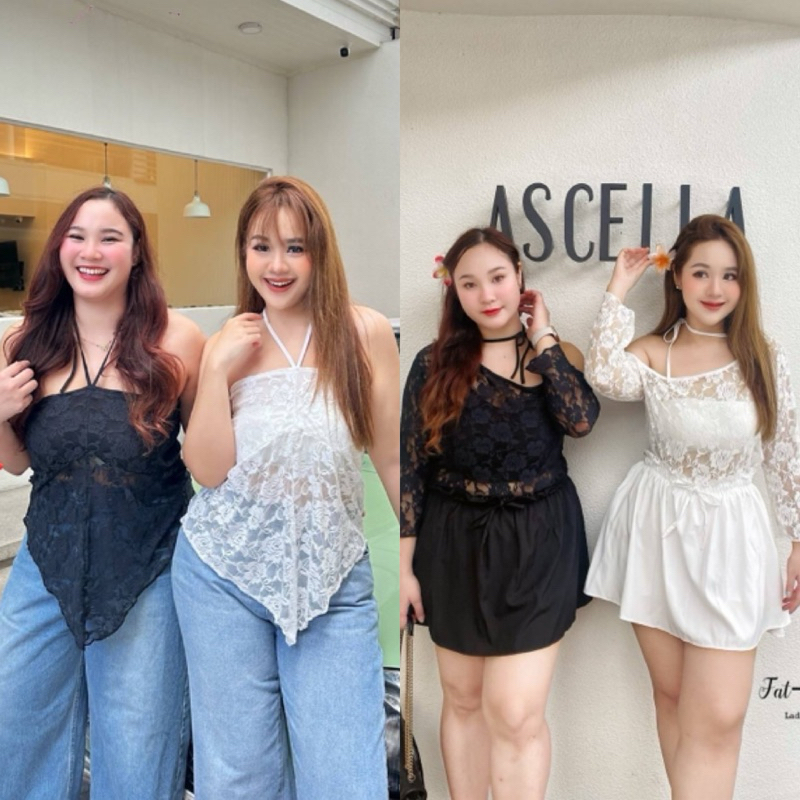 FB เสื้อแฟชั่นลูกไม้ซีทรู ทรงสวยเซ็กซี่ซูซ่ามาก ไซส์ใหญ่ สาวอวบ