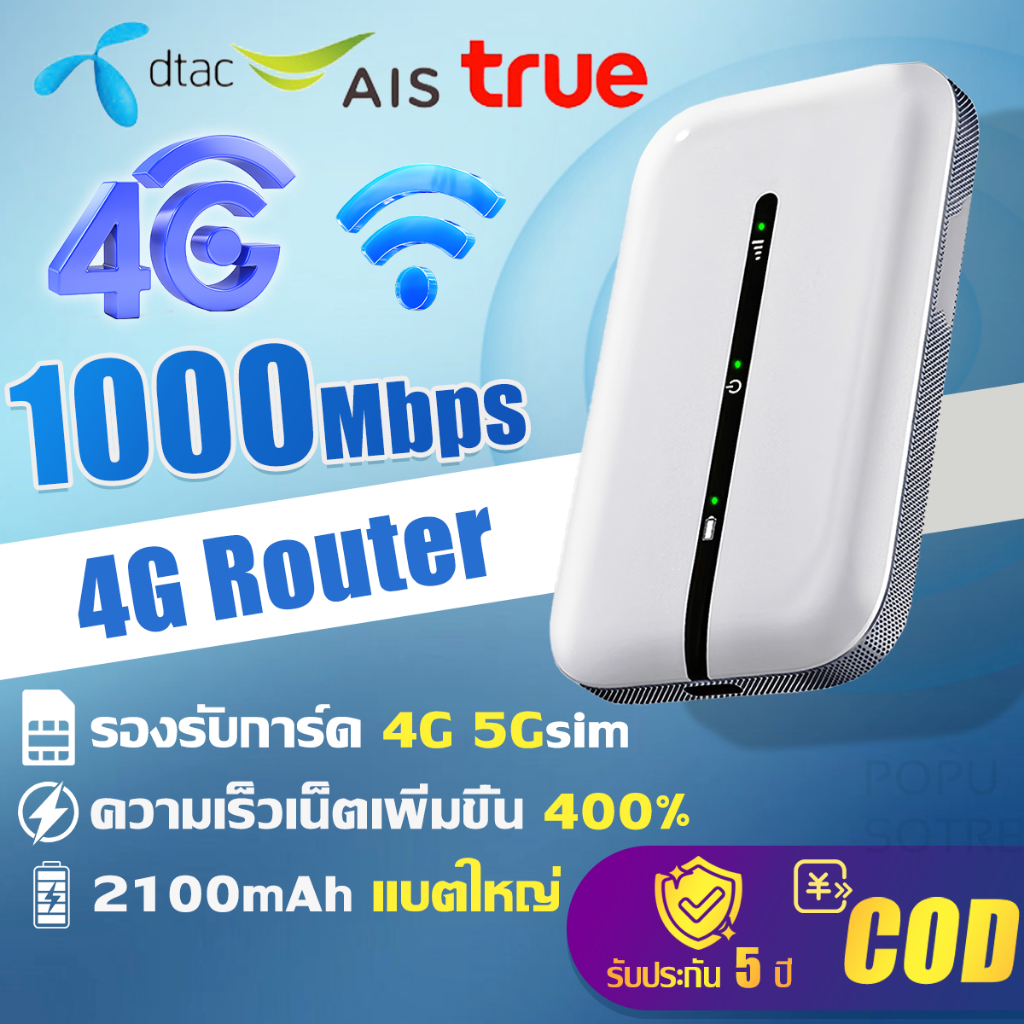 [รองรับทุกซิม] ไวไฟพกพา 4G/5G ใส่ซิม AIS True พกพา Pocket WIFI ตัวปล่อยสัญญาณ วายฟายพกพา เราเตอร์ใส่