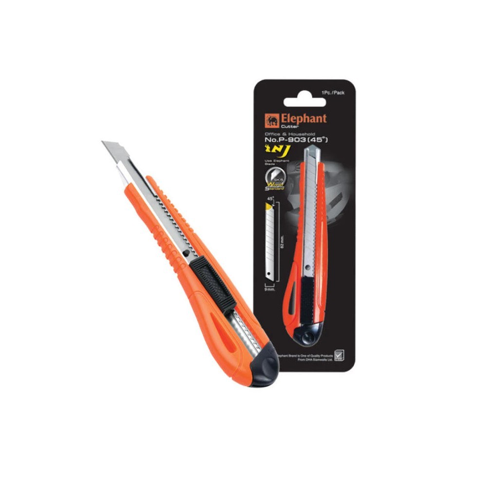 คัตเตอร์ ตราช้าง รุ่น P-903 9 มม. 45 องศา คัตเตอร์พลาสติก ( 1 ชิ้น)