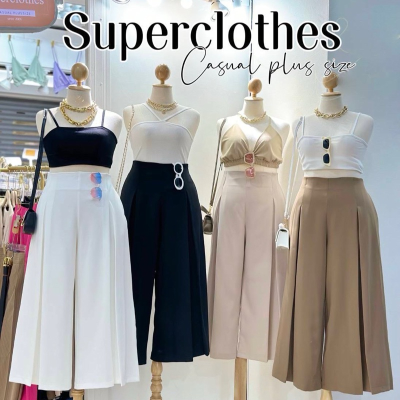 พร้อมส่ง|Olivia Pants ᐝ 🪞🧁 🩰𓂂 ⸝‍⋆ 🤍.กางเกงทรงจีบทวิส ขาบาน ทรงเอวสูงใส่แล้วสวย|สาวอวบมีถึงเอว50