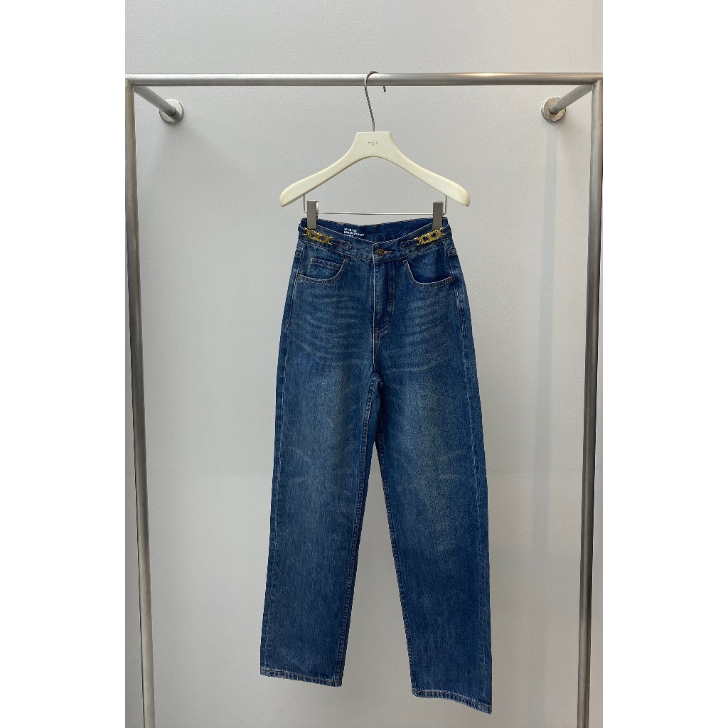 Venus(วีนัส) VN2693 MIDNIGHT JEANS DETAIL RECTANGLE LOGO CHAIN
