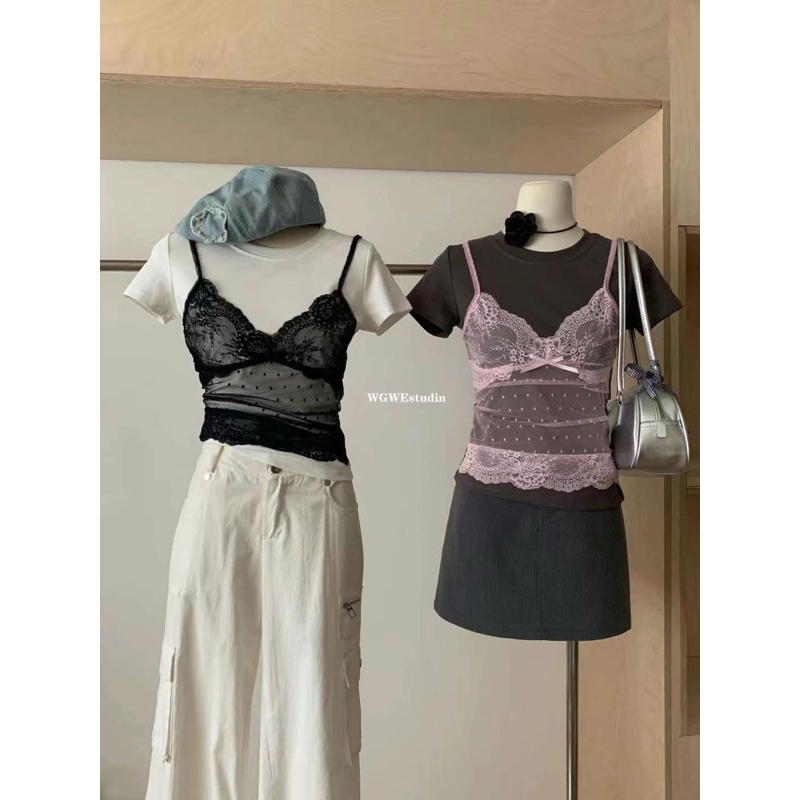 เสื้อยืดสายเดี่ยวลูกไม้ WG.WE 🪨