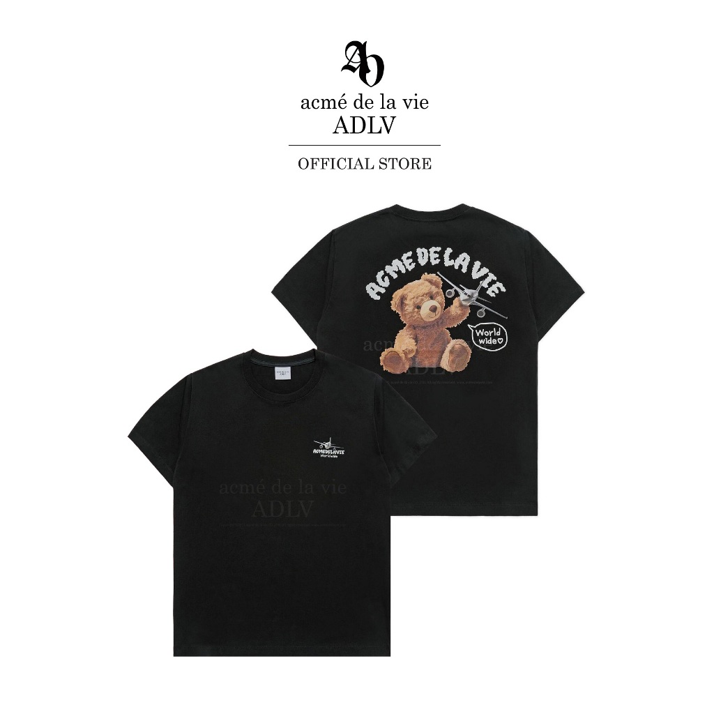 ADLV [acme de la vie] เสื้อยืด Oversize รุ่น World Wide Airplane Bear Artwork Short Sleeve T-Shirt (Overseas Exclusive)
