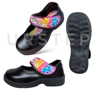Chappy CareBears รองเท้านักเรียนอนุบาลหนังดำ รองเท้าผ้าใบสีขาวพละเด็กผู้หญิง