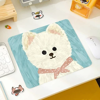 [พร้อมส่ง] แผ่นรองเมาส์ ที่รองเมาส์ ลายการ์ตูนสุนัขน่ารัก งานเย็บขอบ ขนาดเล็ก 210 x 260 x 3 มม. (หนา 3 มม.) Biangels