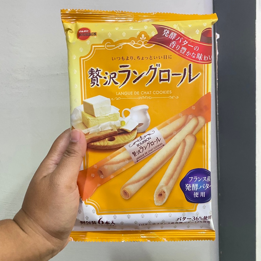 Bourbon Luxury Langroll Butter Milk 6P บิสกิตกรุบกรอบเนยจากฮอกไกโดที่ 1ห่อ มี6 ชิ้น
