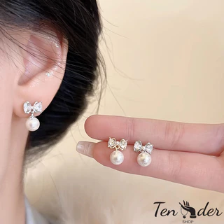 COD-ส่งเร็วจากไทย🎀ต่างหูแฟชั่น Bowknotประดับไข่มุก หวานละเอียดอ่อน สไตล์เกาหลี สำหรับผู้หญิง ไม่ทําให้แพ้ง่าย-Tender