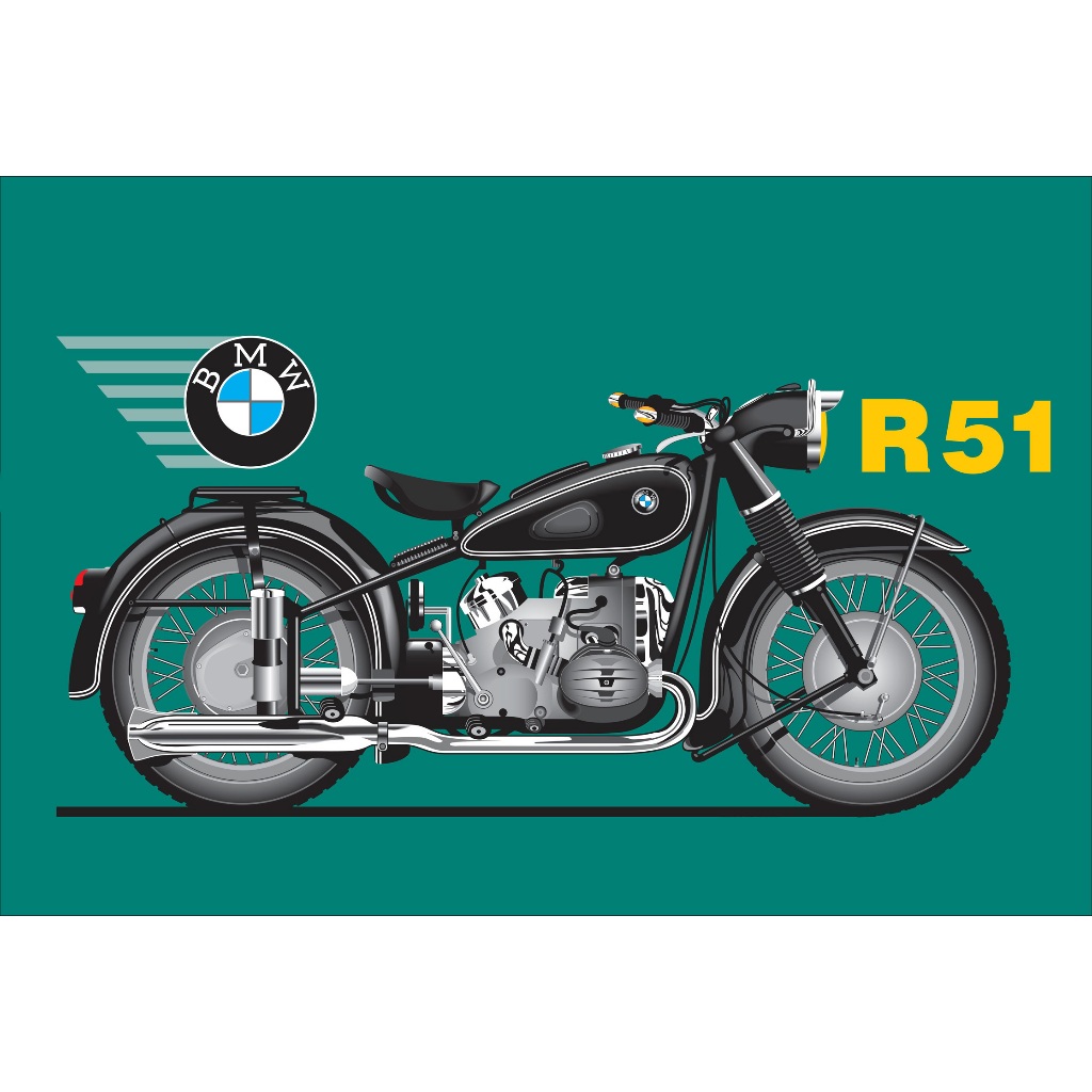 โปสเตอร์รถมอเตอร์ไซค์BMW R51/3 R67 R68 R50 R60 R69S Classic คลาสสิก รับทำโปสเตอร์ รับทำกรอบตามขนาด