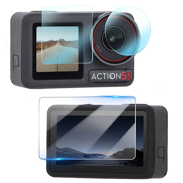 ฟิล์มกระจก DJI Action 3 / 4 / 5 pro ติดง่าย เว้นขอบ ไม่ดันเคส Tempered Glass Film for DJI OsmoAction
