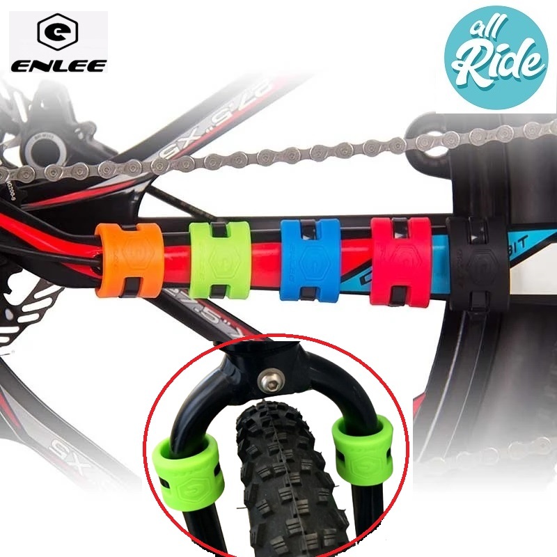 Enlee ยางกันรอยตะเกียบจักรยานขาไถ ยางป้องกันโซ่จักรยาน MTB ซิลิโคนกันกระแทก (บรรจุแพค 4 ชิ้น)