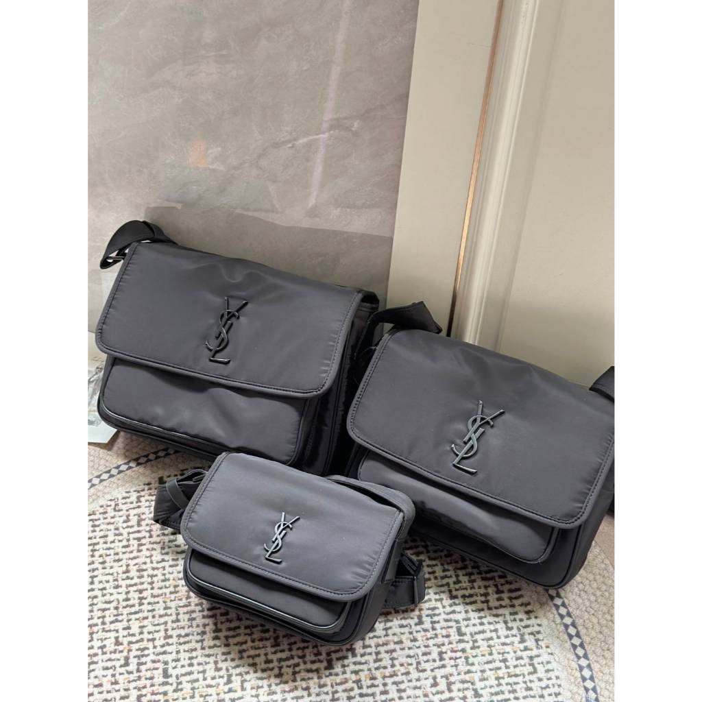 พร้อมส่ง กระเป๋าสะพายข้าง สีดำ ผ้าไนล่อน Y S L crossbody bag มี2ขนาด 21cm.32cm.