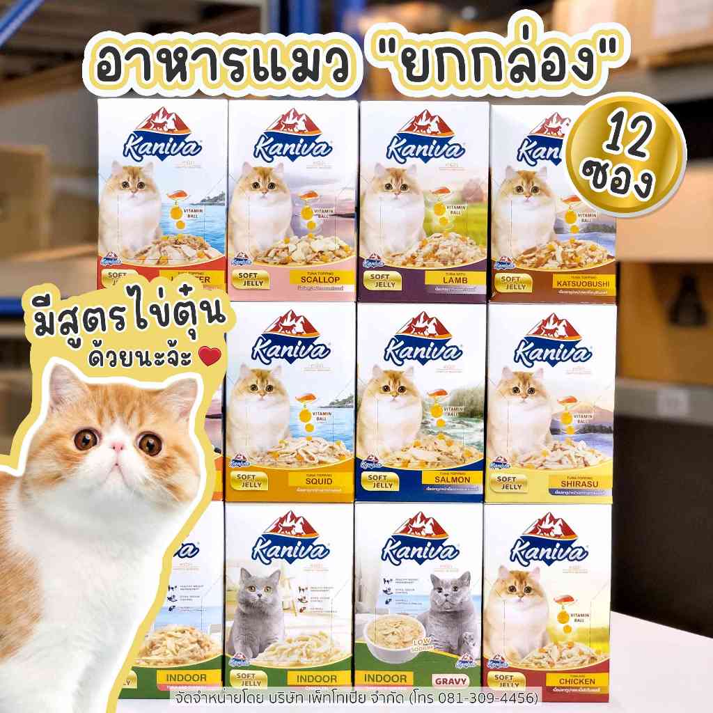 Kaniva อาหารแมวเปียก ยกกล่อง 12 ซอง อาหารแมวคานิว่า เนื้อปลาทูน่าเน้นๆ