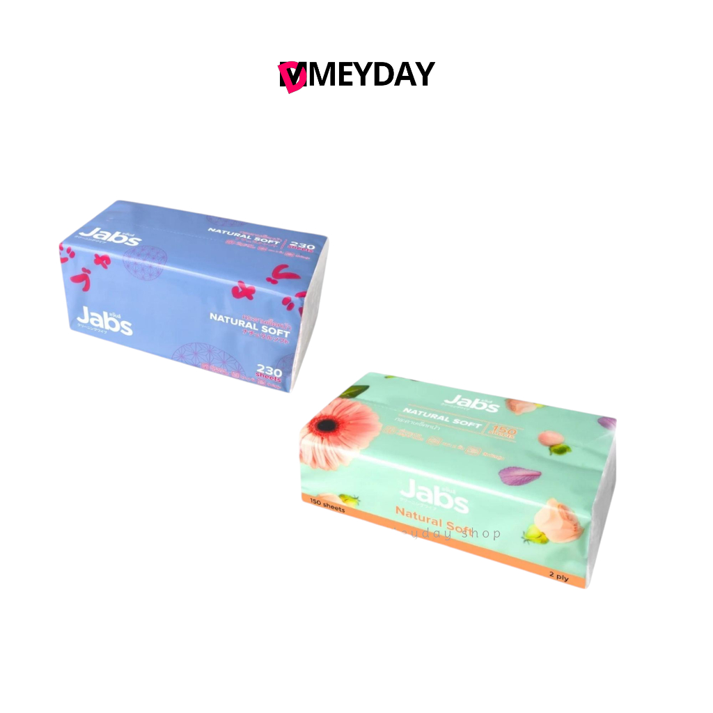 Jabs กระดาษเช็ดหน้า ทิชชู่ซอฟท์ แจ๊บส์ หนา 2 ชั้น Natural Soft Facial Tissue มี 2 แบบ