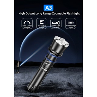 Klarus A3 2200Lm ไฟฉาย LED ซูมได้แบบชาร์จไฟได้ USB-C พร้อมแบ…