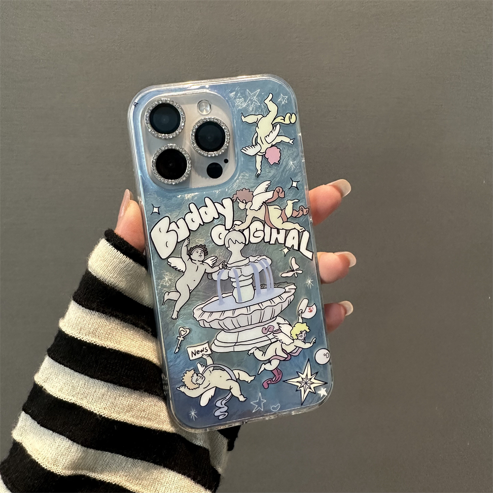 สำหรับApple 14promax Case กามเทพ บุคลิกภาพ การ์ตูนน่ารักเต็มขอบ iphone11 12 13 14 15 14proป้องกันการตก13pro
