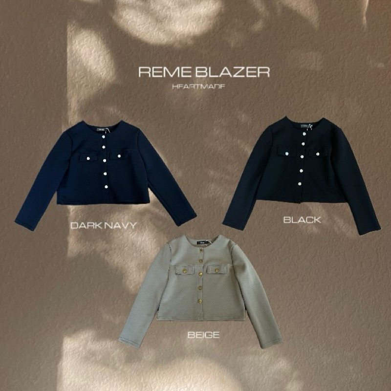 (C40) REME BLAZER—Heartmadeเบลเซอร์กระดุมหน้ายาวดีเทลกระดุมปั๊มHM🫧