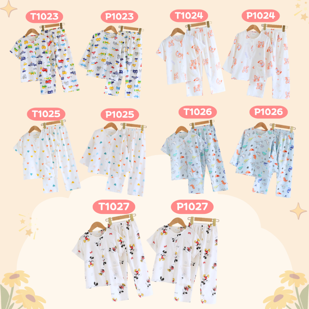 ชุดนอน Masalin KID ผ้ามัสลิน (T1023 P1023 T1024 P1024 T1025 P1025 T1026 P1026 T1027 P1027 T1030 P1030)