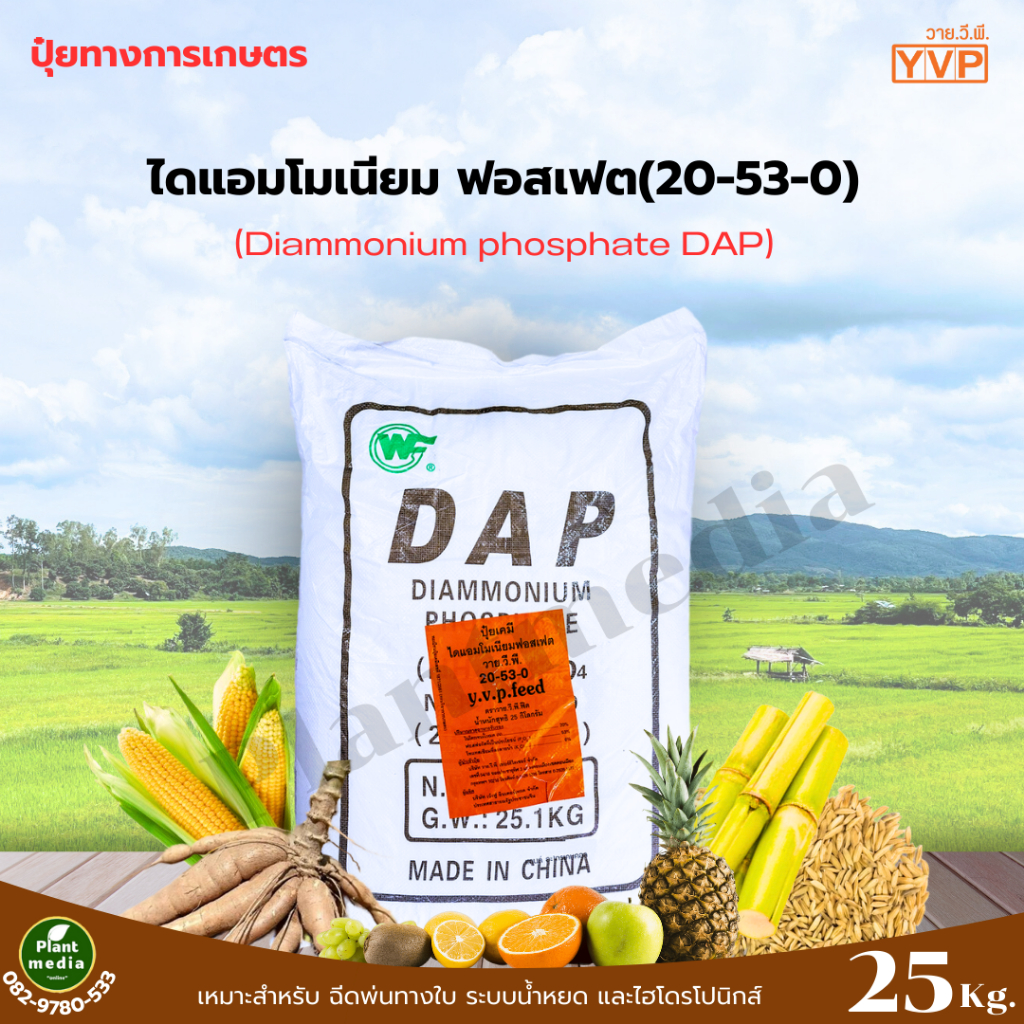 ปุ๋ย 20-53-0 ปุ๋ยเกล็ด Diammonium Phosphate DAP บรรจุ 25 กิโลกรัม