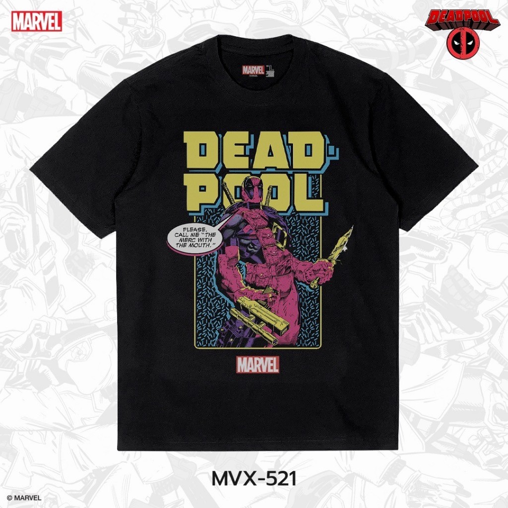 Power 7 Shop เสื้อยืดการ์ตูน มาร์เวล ลาย DEADPOOL ลิขสิทธ์แท้ MARVEL COMICS  T-SHIRTS (MVX-521)