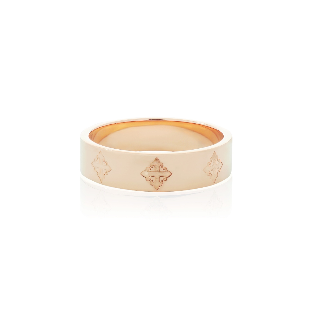AKE AKE Rituals Cross Wedding Band GM – Pure Pink Gold แหวนเงินแท้ 925 ชุบทองชมพูบริสุทธิ์