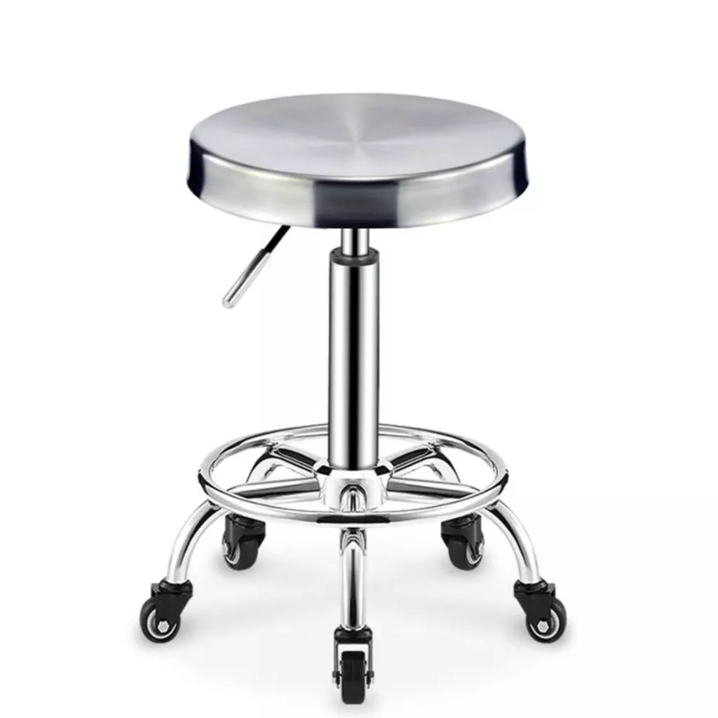 【One_boutique】เก้าอี้ สแตนเลส กลม ตรวจโรค หมุนได้ มีล้อใช้งานสะดวก  หมุนได้ 360 องศา แข็งแรง ทนทาน - รูปที่ 6