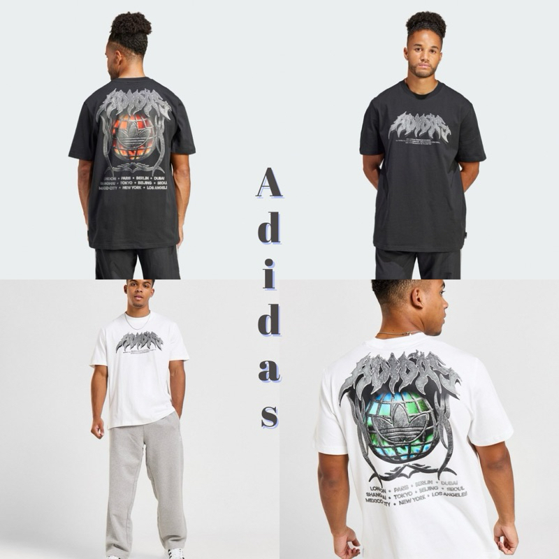 ขส5601 งานป้าย นำเข้า คุณภาพสูง Adidas Originals Flames Concert T-Shirt เสื้อยืดคอกลมแขนสั้น unisex