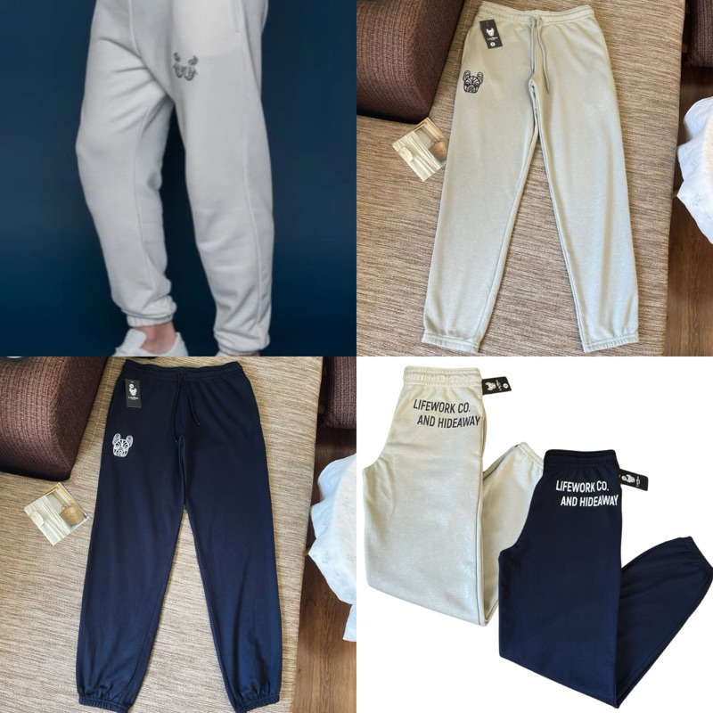 กย9500 งานป้ายคุณภาพสูง Life work Joggers กางเกงวอร์มขายาวผ้าคอตตอน งานปักหน้าหมา ด้านหลังสกรีน