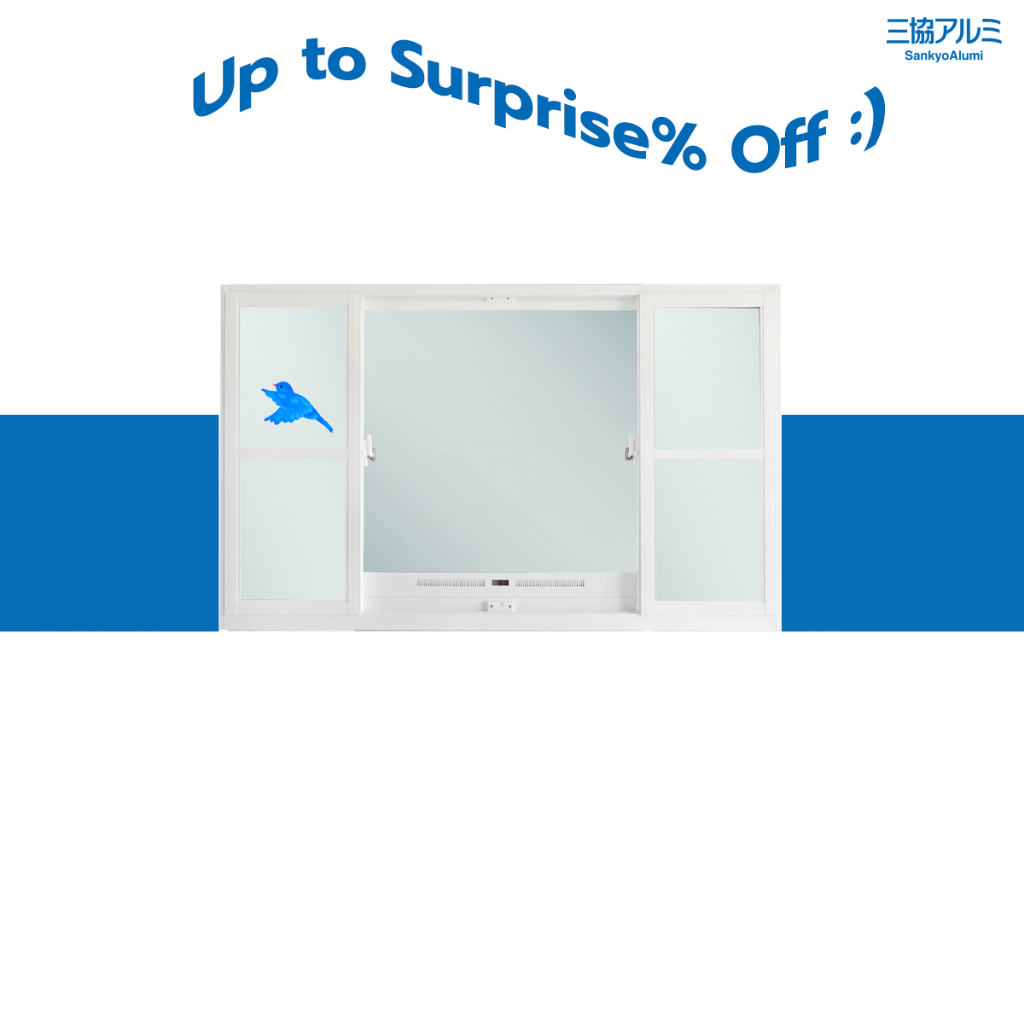 SankyoAlumi J-TRUST Series หน้าต่างบานเลื่อนอลูมิเนียมพร้อมเกล็ดระบายอากาศ (สูง 110 cm. กว้าง 180 cm