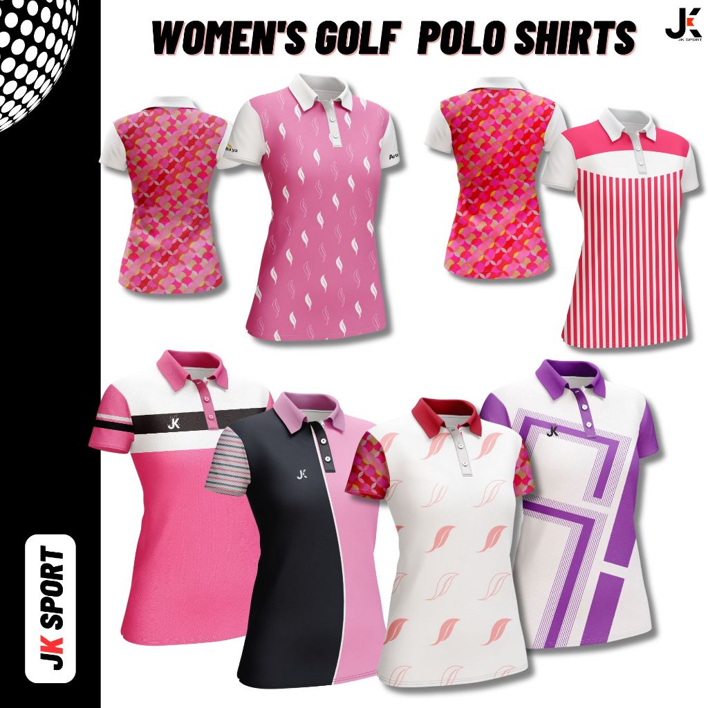 jk sport golf polo shirt ดีไซต์ เสื้อเชิ้ตโปโล ผ้าไมโครโพลีเอสเตอร์ เบา สบาย ยืดหยุ่น แห้งเร็ว สุภาพสตรี คอปก