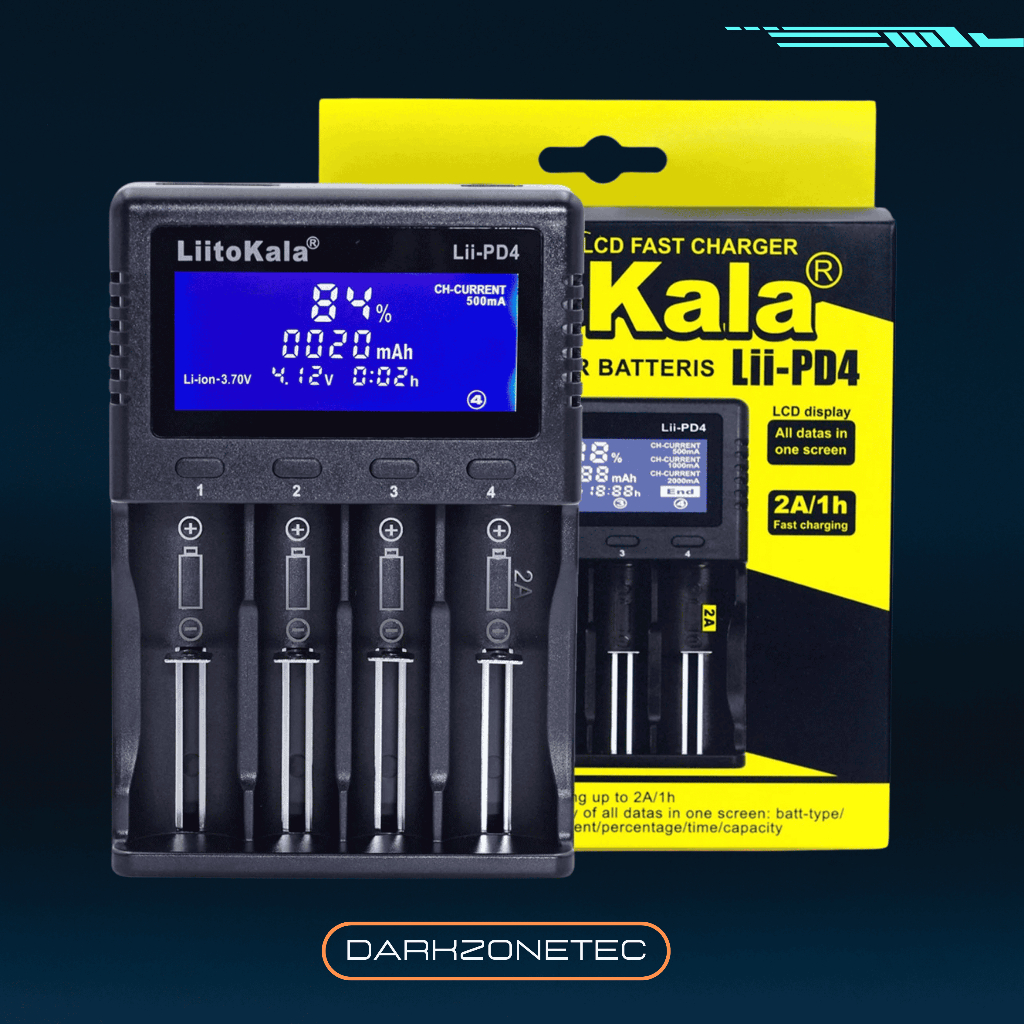 เครื่องชาร์จ LiitoKala Lii-PD4 จอ LCD รองรับแบต 26650 / 21700 / 18650 / AA / AAA