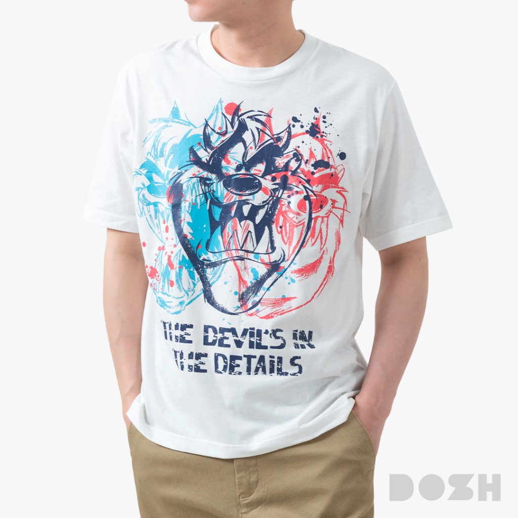 DOSH-UT MEN'S OVERSIZED T-SHIRTS LOONEY TUNES เสื้อยืดโอเวอร์ไซส์ FLLTMT5010-OW