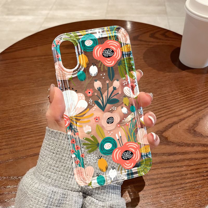 เคสนิ่มทีพียู For iPhone 14 11 13 12 15 Pro Max 6 7 8 Plus X XR XS Max SE เคสนิ่มใสถุงลมนิรภัยกันกระแทกการ์ตูนน่ารัก