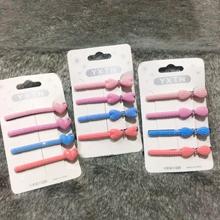 🌷กิ๊บติดผมเก็บผม กิ๊บเสียบ เพชรวิ้งเล่นแสง ออกงานสีดำ คละสี (5 cm.)