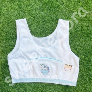 เสื้อเฟิร์สบราแบบสวม พิมพ์ลายการ์ตูน ขีดชมพูฟ้า (FREESIZE)