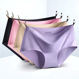 PrettyLady Shop(NO.100）กางเกงในหญิงไร้ขอบ ผ้าลื่น ไม่ร้อน ไม่รัดขอบขา เผื่อไซต์ ใส่สบาย กางเกงในผู้หญิง