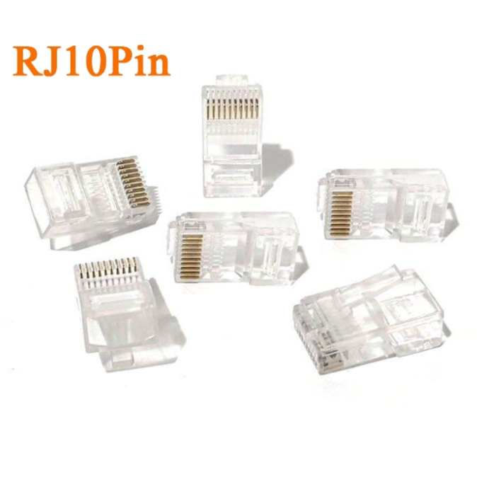 หัวแลน RJ45 10PIN แบบเข้าหัวสาย 10P10C RJ45 RJ48 RJ50 Cat5E UTP Ethernet Connector เครือข่าย Modular